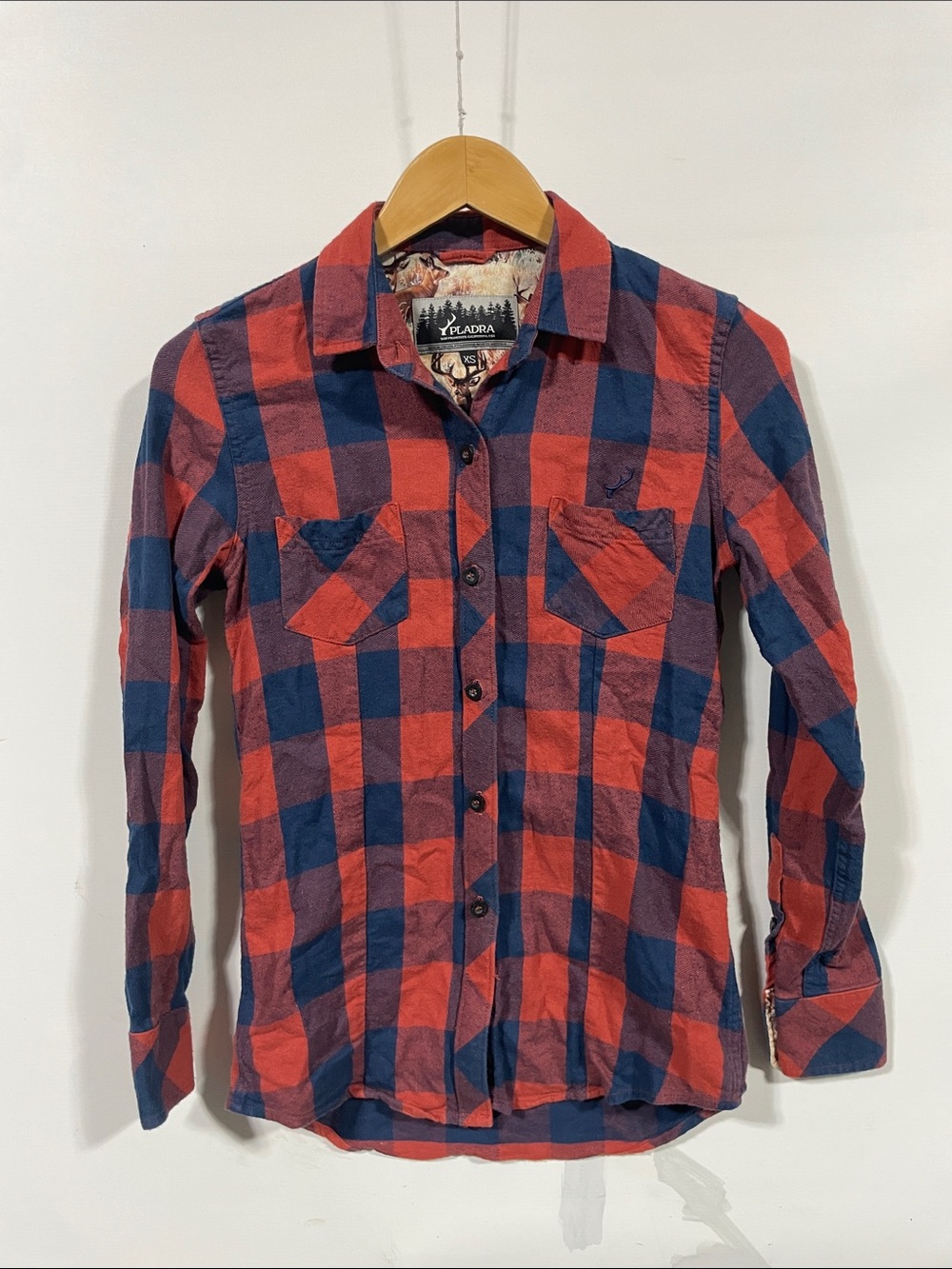 Alara Red and Blue Plaid Casual Button-Down Shirt